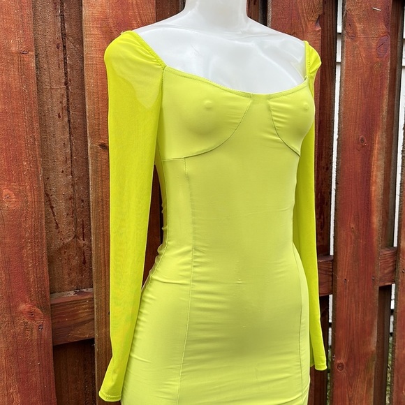Boohoo Silky Mesh Sleeve Midaxi Women’s Dress Lime Size 10 - Picture 5 of 13
